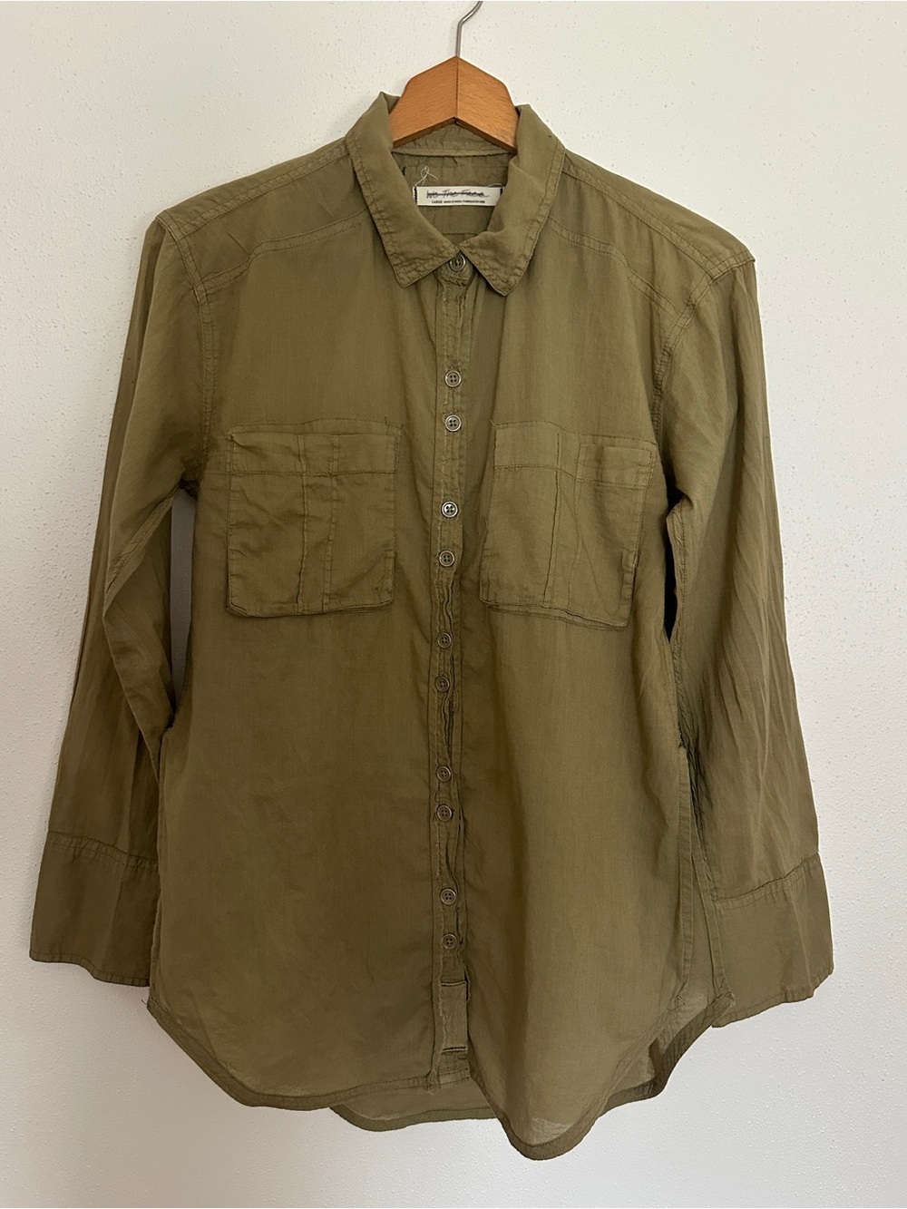 We The Free Olive Green Long Sleeve Utility Button Up Shirt Large EXCELLENT